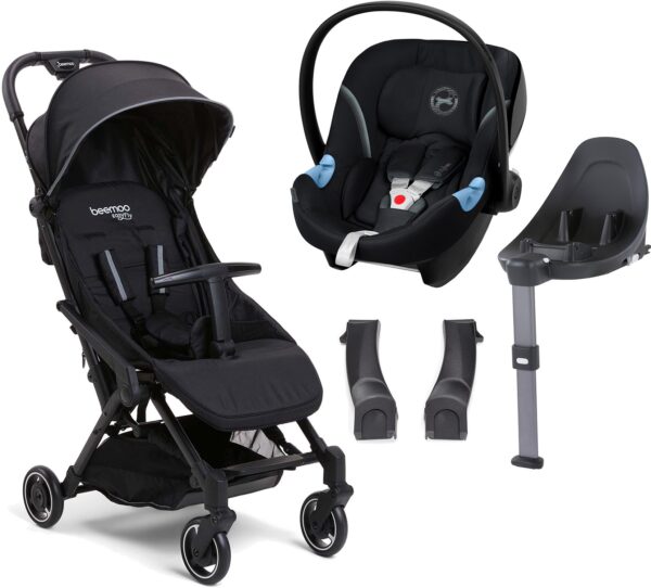 Beemoo Easy Fly Lux 3 Sulky inkl. Cybex Aton M Babyskydd + Bas,Black